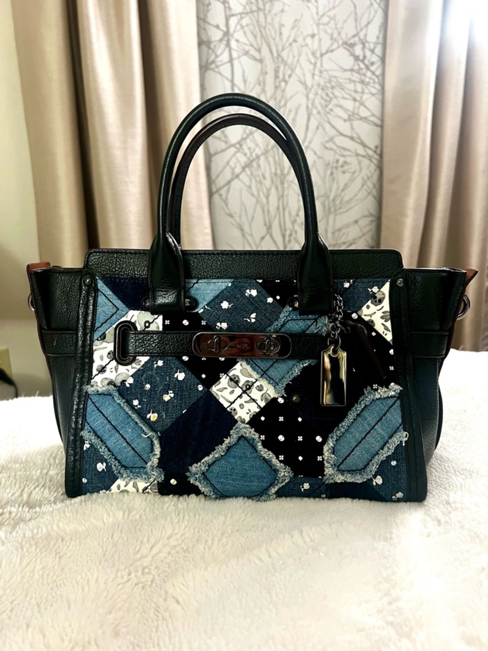 Coach 2016 Swagger 27 Denim Patchwork Leather Tote Bag